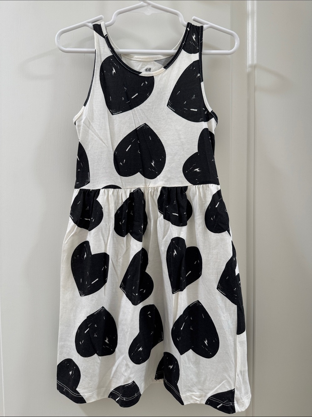 H&M White Tank Dress with Black Heart Print